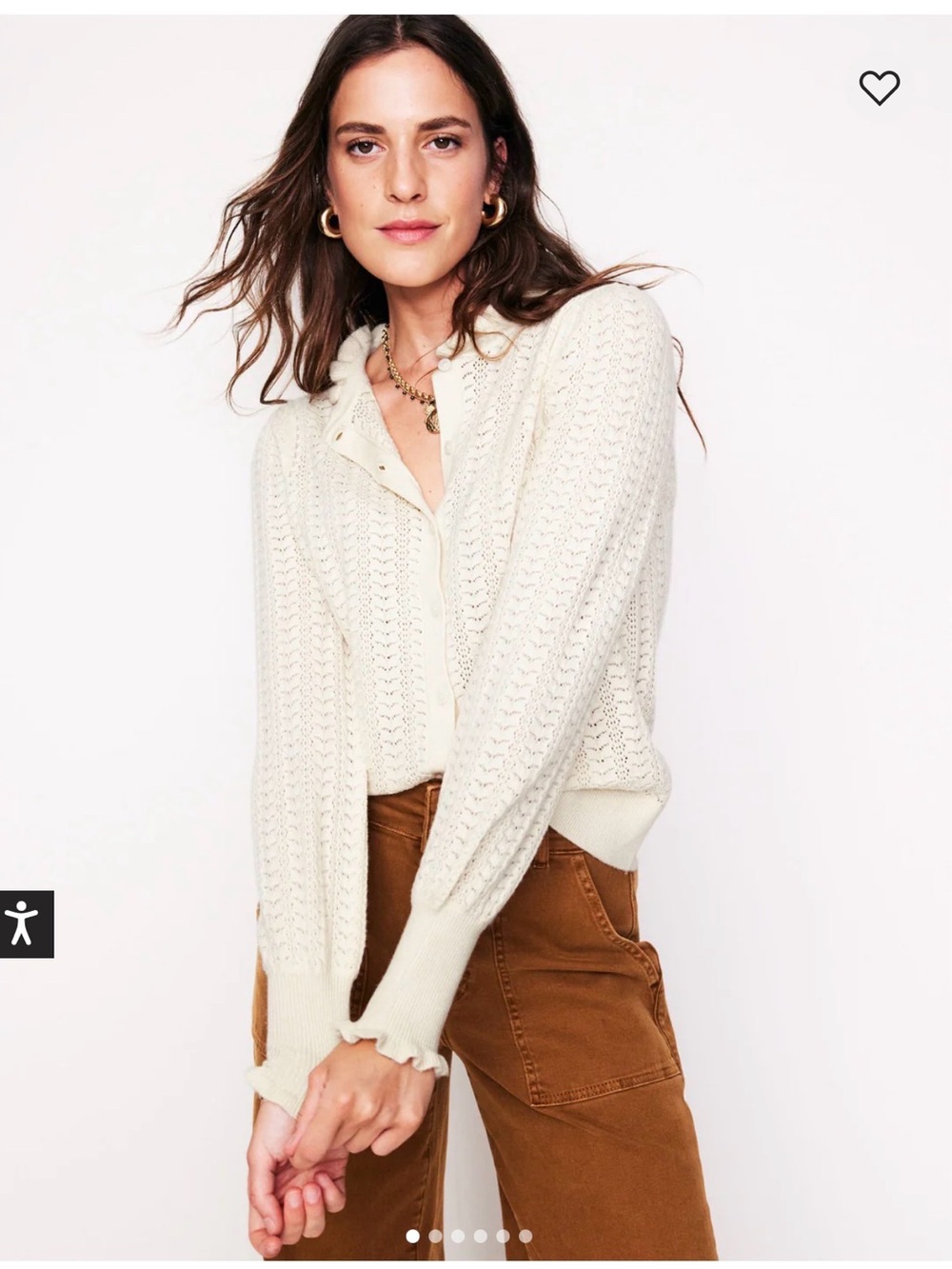 Boden Tia Pointelle Frill Cardigan